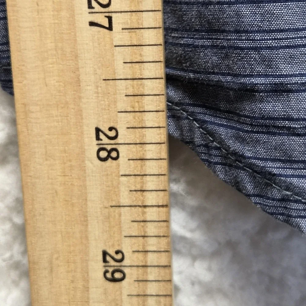Banana Republic Shirt Mens 2XL Blue Stripe Short Sleeve Soft Wash Button-Up
